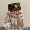 Texto estilo chino con cordón aplicable a funda de teléfono Apple 18pm iphone17 cuero plegable 16 retro 15 otoño invierno mujer