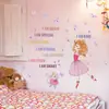 Pegatinas de Pared Autoadhesivas de Niña de Ballet Inspiradora Ratón Lindo Pegatina Decorativa para Habitación Infantil Jardín de Infancia BR0343F