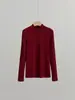 Camiseta Base de Punto de Lana Tencel de Cuello Alto Medio Personalizada Otoño/Invierno 2026 para Mujer, Tejido de Punto Ajustado, Stock de Fábrica, Soporta Etiquetado Privado