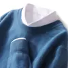 Suéter de lã outono e inverno masculino gola redonda para meia-idade e jovens casual de negócios suéter de malha de lã solta camisa base top