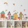 BR3730H casa de anime de dibujos animados abstracto animal pequeño columpio autoadhesivo pegatinas de pared dormitorio decoración de habitación infantil pegatinas