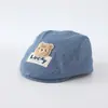 Gorra Boina de Mezclilla para Salidas de Primavera y Otoño para Bebés de 1-3 Años Gorra Delantera Oso de la Suerte Estilo Retro Sombrero para el Sol