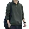 Sudadera con cuello mao estilo americano para hombre, disponible en stock, nuevo jersey casual de media cremallera para otoño/invierno, cálida con forro polar