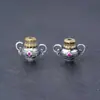 Plata de Ley S925 Incrustada con Cobre, Botella del Tesoro Negra Personalizada con Fondo de Nube, Pulsera de Cuerda Estilo Antiguo, Accesorios de Bodhi para DIY