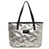 Bolsa de Algodón de Gran Capacidad para Mujer Transfronteriza Nueva Color Sólido Bolso de Mano Repujado Bolso de Hombro Casual Simple para Axila Comercio Exterior