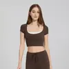Top de Yoga Antibacteriano Refrescante Color Block Manga Curta Com Bojo Semifixo Corrida Slim-Fit Sutiã Esportivo Respirável Top Fitness