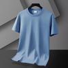 Camiseta de Manga Corta Fresca de Algodón Hilo de Hielo de Secado Rápido para Hombre Verano Nuevo Ligeramente Holgada Elegante de Color Puro Manga Media Exportación