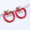 Llavero de Cuentas con Cierre de Resorte de Manzana Colorida Pintada, Llavero Hecho a Mano con Goteo de Aceite, Anillo de Resorte Abierto DIY, Joyería al por Mayor en Stock