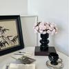 Rosa Artificial de 27 Cabezas Atada a Mano Flor Artificial Camelia Ramo Pequeño Juego de Flores Falsas Decoración para el Hogar Ramo