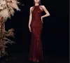Vestido de noite feminino de alta qualidade, luxo leve, socialite com temperamento, banquete de alta sociedade, senso avançado, vestido longo sereia com lantejoulas