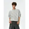 Camiseta de Manga Larga Casual Holgada Versátil Texturizada con Cuello Henley Arcoíris Nube Talla Grande Tendencia Japonesa Otoño 2026