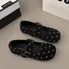 Camurça versátil bico quadrado novo estilo 2026 retrô poá tira única corte baixo plano sola macia Mary Jane sapatos de salto único fivela feminino