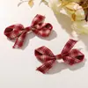 Estilo Preppy Coreano Tela Retro Cuadros Lazo DIY Pasador Pinza Lateral Goma Elástica Zapatos y Calcetines para Mujer Broche Accesorios