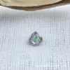 Brincos Redondos de Liga de Titânio Astmf-136 com Padrão Ondulado e Opala Aurora Brincos de Titânio G23 com Opala Joias para Piercing Cabeça