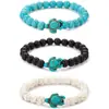 Amazon transfronterizo 2023 nuevo pulsera elástica unisex de tortuga turquesa verde piedra volcánica turquesa blanca múltiple