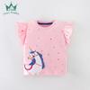 Camiseta de Manga Curta para Meninas Forestkingdom Marca Roupas Infantis Atacado 25 Verão Nova Tops de Manga Curta para Meninas