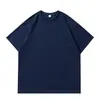 220g 40 Unidades Camiseta 100% Algodón Pesada Manga Corta Holgada Hombro Caído Doble Aguja Lisa Camisa Cultural Ropa de Trabajo Personalizada