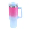 Primeira Geração Tinta Arco-Íris 40oz Alça Copo de Carro Aço Inoxidável de Alto Valor Copo Térmico Copo com Canudo Outdoor Portátil Proteção