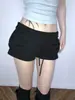 Moda Femenina Y2K Deseo Puro Chica Picante Diseño de Mariposa Retorcida Pantalones Cortos Deportivos Cintura Baja Con Puño Cordón Adelgazantes Hot Pants
