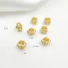 Cor dourada preservada micro-incrustada zircônia espaçador de conta de roda anel espaçador de furo grande conta DIY pulseira colar miçangas acessórios para ensartar