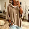 Moda feminina europeia e americana 2026 Amazon site independente novo suéter moletom de malha com capuz e cordão casaco folgado
