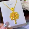 Colar com Pingente de Cauda de Pavão Dourado Areia Vietnamita Ouro Imitação Simples Versátil Corrente para Clavícula Feminina Cor Duradoura Atacado
