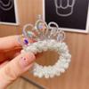 Corona para niña, tocado de princesa, diadema coreana con flor de perla, bola de pelo para niña pequeña, banda de goma