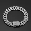 Venta Caliente Transfronteriza de Amazon Pulsera Cubana de 13 mm Aleación Completa de Diamante Broche de Bigote de Dragón Pulsera Hip-Hop Joyería Europea y Americana Venta al por Mayor