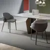 Silla de Comedor Minimalista Estilo Italiano con Respaldo de Cuero Silla de Diseño para el Hogar Taburete Simple de Lujo Ligero Silla Cómoda para Hotel