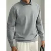 [Lana Modal] Suéter de Punto Falso de Dos Piezas con Cuello de Camisa Invierno Espesado Cálido Capa Base Top para Hombre