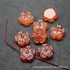 Pingente Flor de Cerejeira Nuvem de Fundo com Furo Passante de Ágata Vermelha 15mm Acessórios de Botão de Pressão para Pulseira Colar Brincos DIY