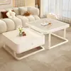 Nuevo Juego de Mesa de Centro de Rocas Blancas Estilo Crema 2026, Lujo Ligero para Salas de Estar Pequeñas, Mesa Moderna Sencilla Famosa en Internet