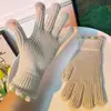 Luvas de dedo aberto femininas de inverno quentes para tela de toque fofas cor sólida para menina estudante casal inverno ciclismo luvas masculinas de cinco dedos