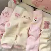 Meias Pelúcia Fofas de Desenho Animado Rosa para Mulheres, Espessadas e Quentes, para Casa e Dormir, para Estudantes