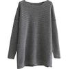 Nuevo cárdigan de punto a rayas de talla grande para mujer, cuello redondo, holgado, camisa base, color blanco y negro en contraste