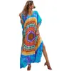 Tiro Real Transfronterizo Secado Rápido Posicionamiento Estampada Blusa de Playa Vestido Largo Vacaciones Camisa Protectora Solar Suelta Bikini Mousse