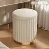 Taburete de Maquillaje, Silla de Tocador, Habitación de Niñas, Manicura, Lujo Ligero, Sensación de Gama Alta, Vestidor, Taburete Redondo con Capacidad de Almacenamiento, Estilo Crema