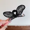 Presilha de Cabelo Preta Renda Pérola Strass Tendência Versátil Estilo Coreano, Presilha Exquisita e Fofa para Meio Preso na Parte de Trás da Cabeça, Presilha para Franja