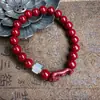 Venta al por mayor de fábrica pulsera de cinabrio mineral en bruto de bajo contenido de cinabrio, la mejor pulsera de cinabrio de buena suerte para el regalo de este año