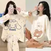 Pijama Japonés Girly para Primavera y Otoño para Mujer, Dulce Traje de Dos Piezas de Manga Larga de Otoño, Ropa de Casa para Salir