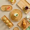 Bandeja de Bambú de Alta Calidad, Bandeja para Snacks Caseros, Bandeja para Barbacoa, Bandeja para Ensaladas, Vajilla de Madera, Bandeja de Frutas Ecológica, Plato de Cena Multifuncional