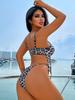 Traje de Baño Sexy Europeo y Americano Estampado de Leopardo con Amarre Traje de Baño de una Pieza para Vacaciones para Mujeres Comercio Exterior Traje de Baño Transfronterizo