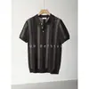 Camisa Polo Tricô Camiseta de Manga Curta Masculina Gola Lapela Listrado Vazado Estilo Old Money Alto Padrão Verão Atacado de Fábrica Transfronteiriço