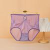 Lingerie de Renda Estilo Francês Luxo Leve Costura em Tela Nua Cintura Média Vazada Laço Joia Respirável Confortável para Mulheres