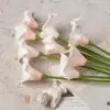 Lírios Calla de PU Branco e Vermelho, Mini Lírios Calla, Lírios Calla Realistas para Decoração de Casamento, Acessórios Florais, Flores Artificiais