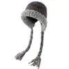 Gorro Colorido Transfronteiriço Largo, Proteção de Orelha de Pelúcia, Turbante Trançado com Borla, Gorro de Tricô Dopamina