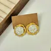 Pendientes de Flor de Color Contrastante Oro y Plata Lugong para Mujer, Pendientes Exquisitos de Estilo Metálico Fresco, Pendientes de Moda y Versátiles