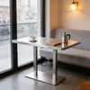 Cafetería Estilo Lujo Ligero, Mesa de Comedor de Pizarra, Mesas y Sillas de Restaurante de Acero Inoxidable, Mesa Larga Minimalista de Lujo Ligero para Tienda de Té con Leche, Mesa de Centro Pequeña