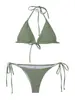 Bikini Sexy Estilo Europeo y Americano Traje de Baño para Mujer con Tirantes Divididos Ajustables de Dos Tonos