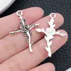 Colgante Cruz de Rosa Amor Aleación de Plata Antigua Galvanizada Transfronterizo Accesorios para Pulsera Collar Hecho a Mano Bolsita